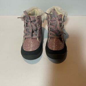 OshKosh B'gosh Glittery Pink and Black Kids Boots